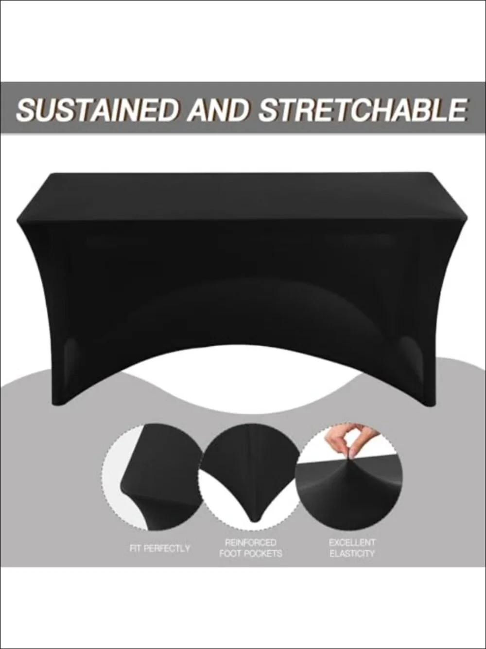6 Pack 6FT Spandex Fitted Table Cover Rectangle Set for Events